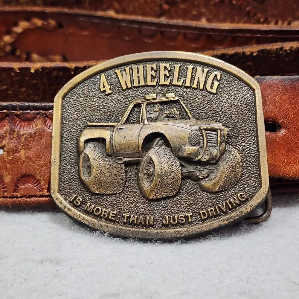 4 Wheeling Is More Than Just Driving Belt Buckle Bergamot Brass Works Vtg 1976